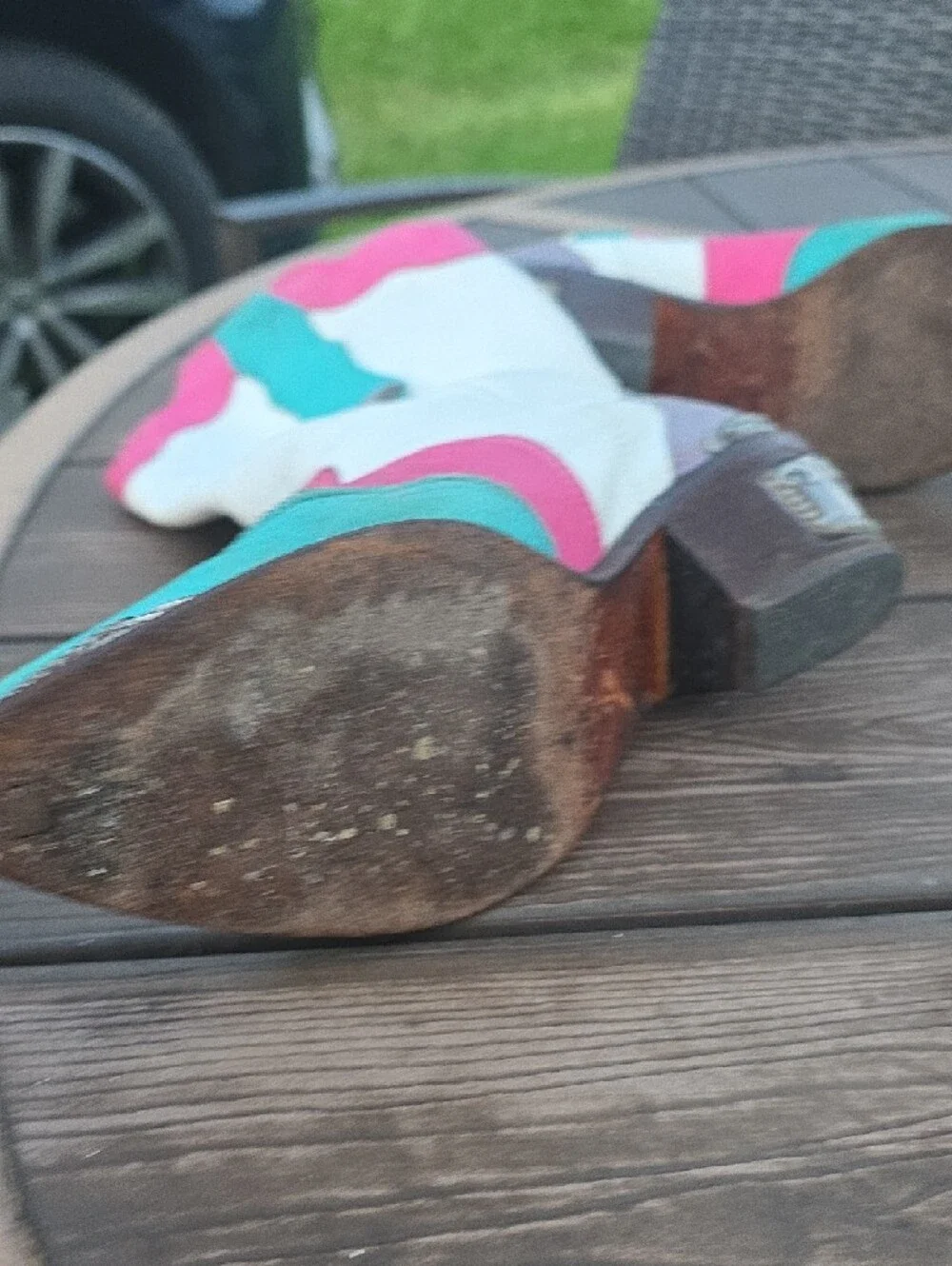 Vintage 1980's Zodiac Pink, Turquoise & White Women's Western Boots Style 203071 - Picture 6 of 8